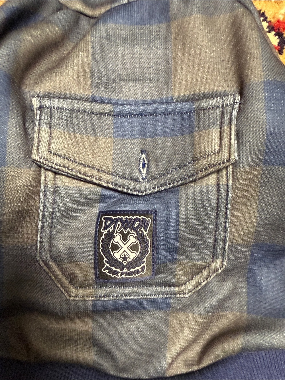 DIXXON Blue and Navy Plaid Dog Hoodie - Picture 4 of 5